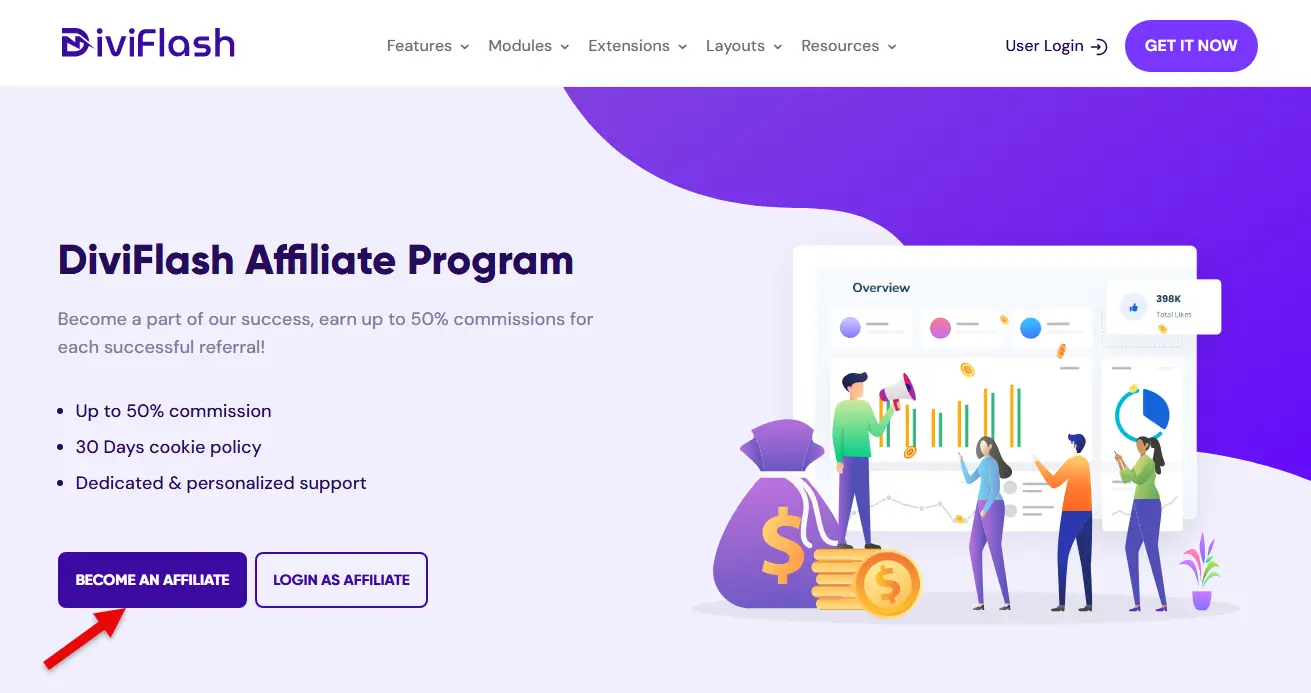DiviFlash Affiliate Program page.