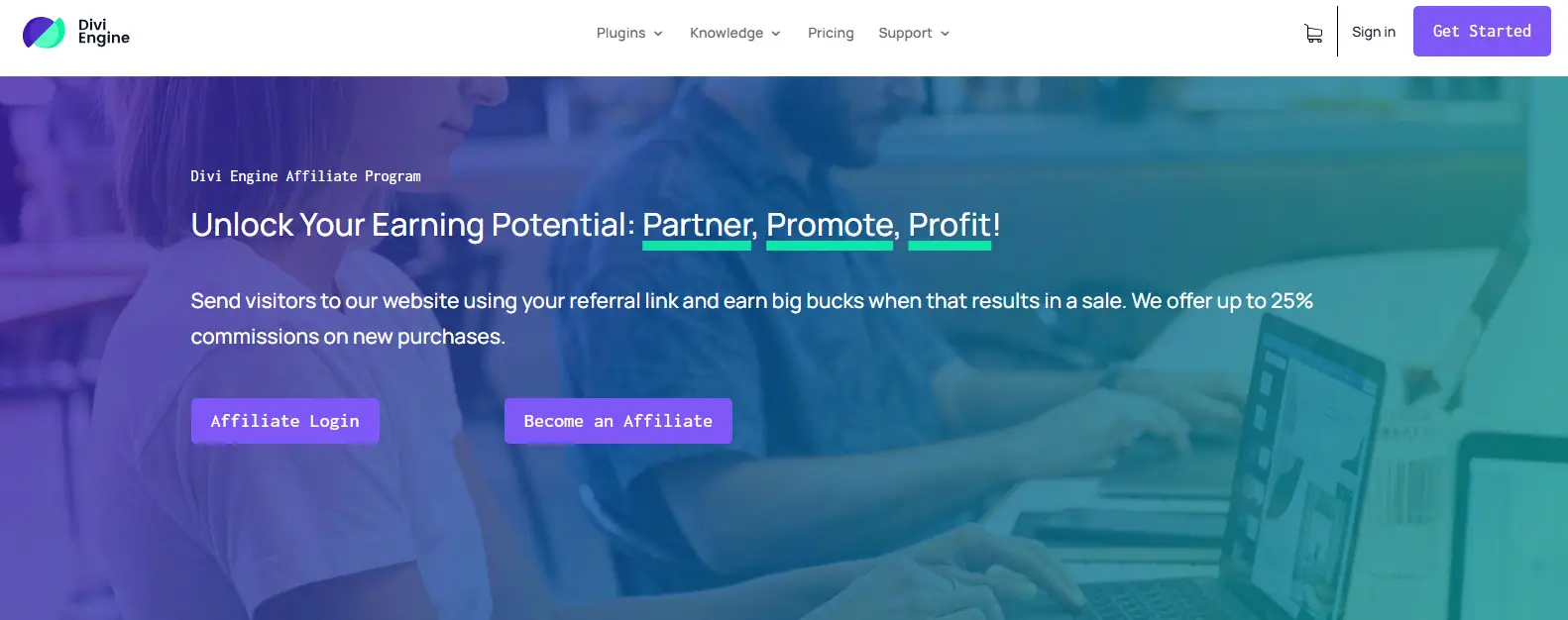 Divi Engine Affiliate Program page.