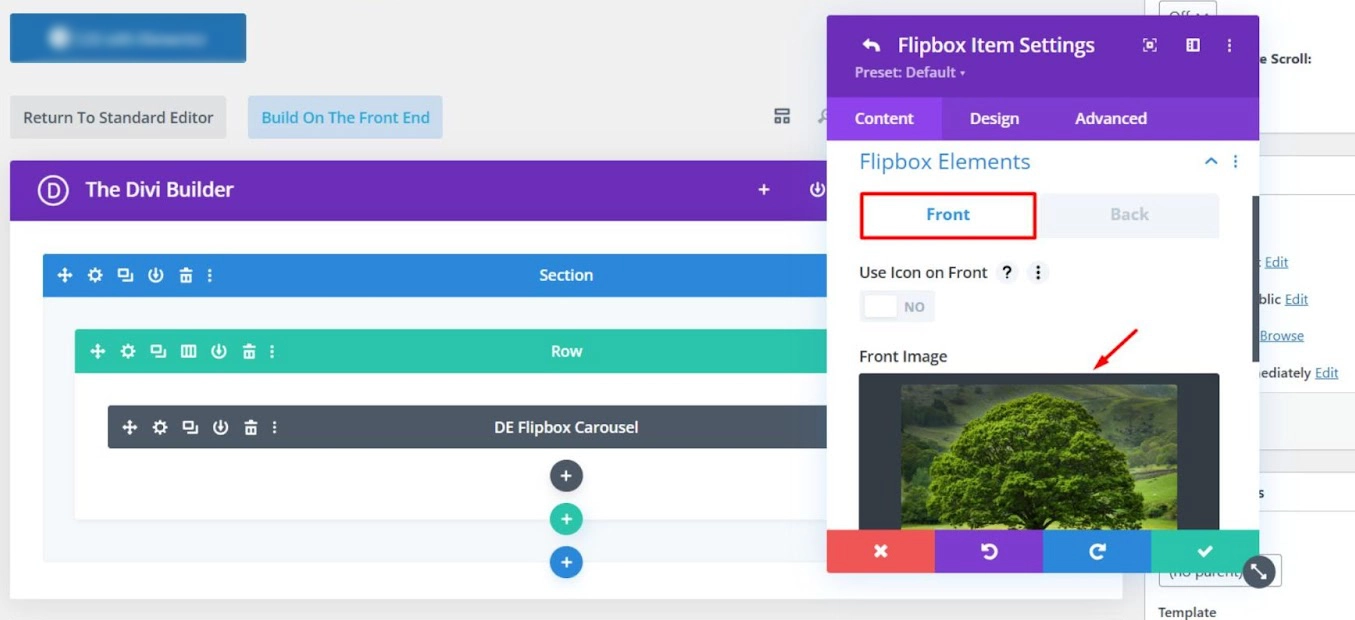 Adding image to the front of the flipbox carousel item.