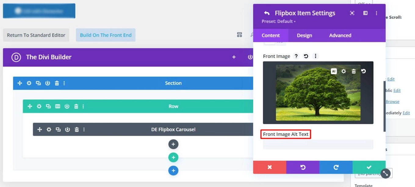 Assigning ALT text to image of the flipbox item.