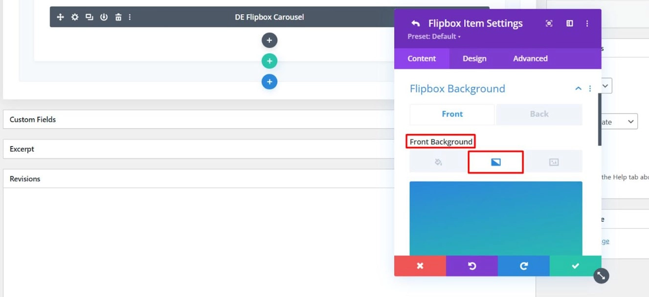 Assigning background color to the front of flipbox item.