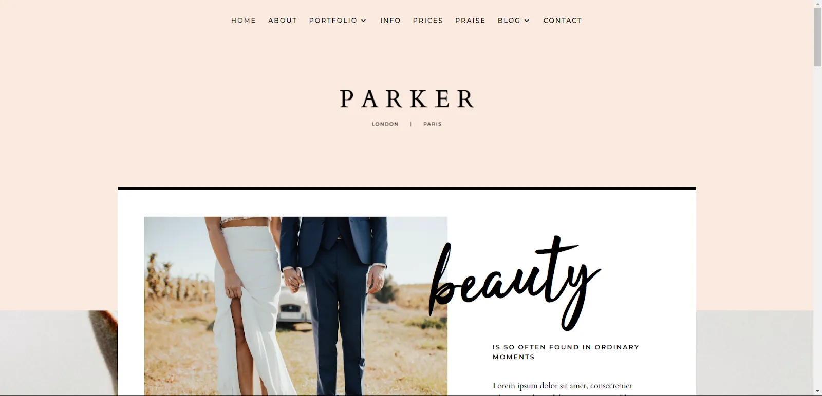 Parker Photography Divi child theme