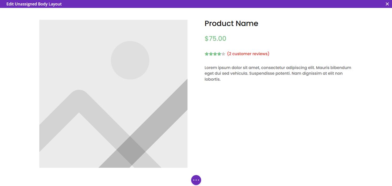 Preview of the Product Page template with Divi Woo modules.