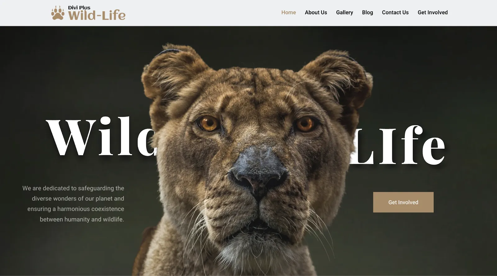 The Divi Plus Wildlife child theme