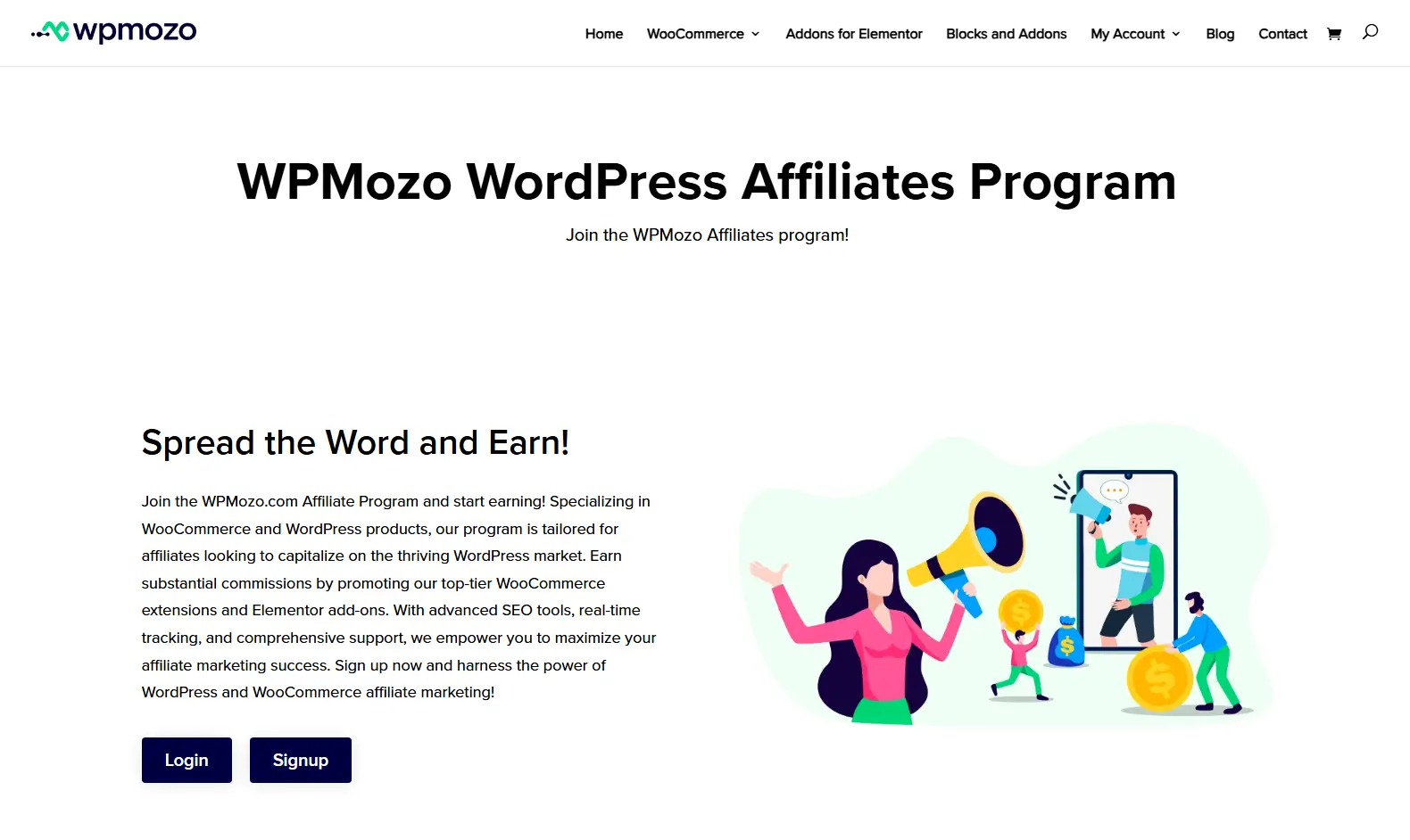 WPMozo Affiliate Program page for WordPress users and affiliate marketers.