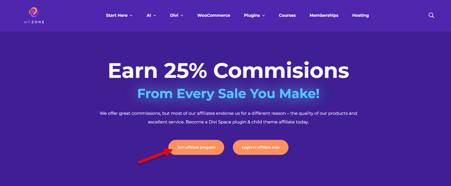 WP Zone Affiliate Program page.