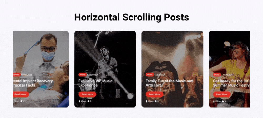 Divi horizontal scrolling posts
