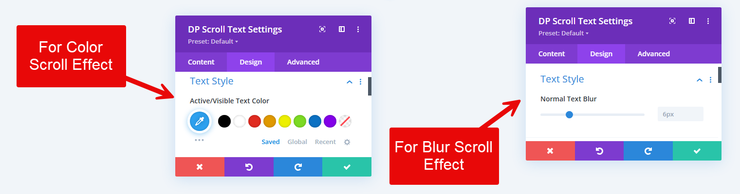 Text Style options of the Scroll Text module.