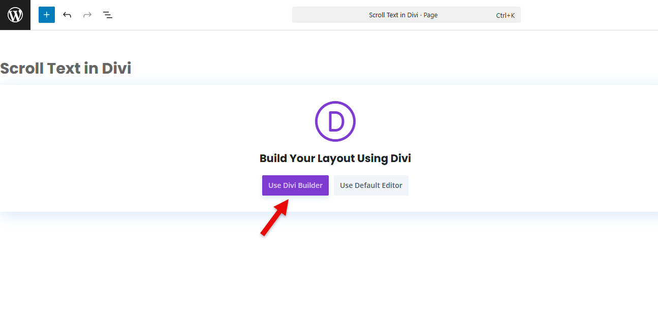 Step to enable the use of Divi Builder.