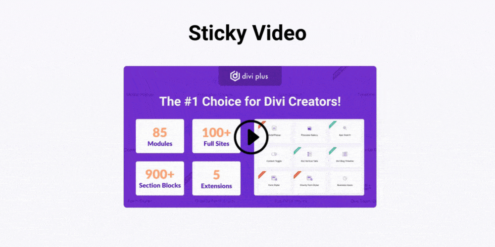 Divi Plus sticky video
