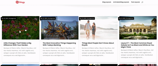 Divi animated blog layout