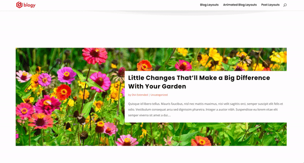 Divi animated blog layout with black white effect