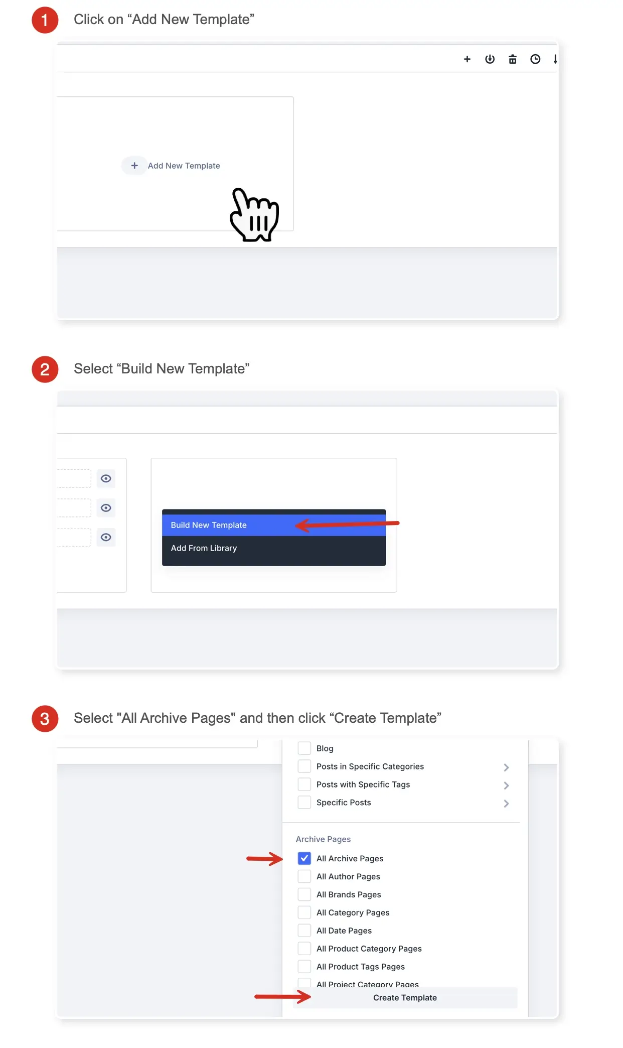 Creating a new Divi template for Archive pages.