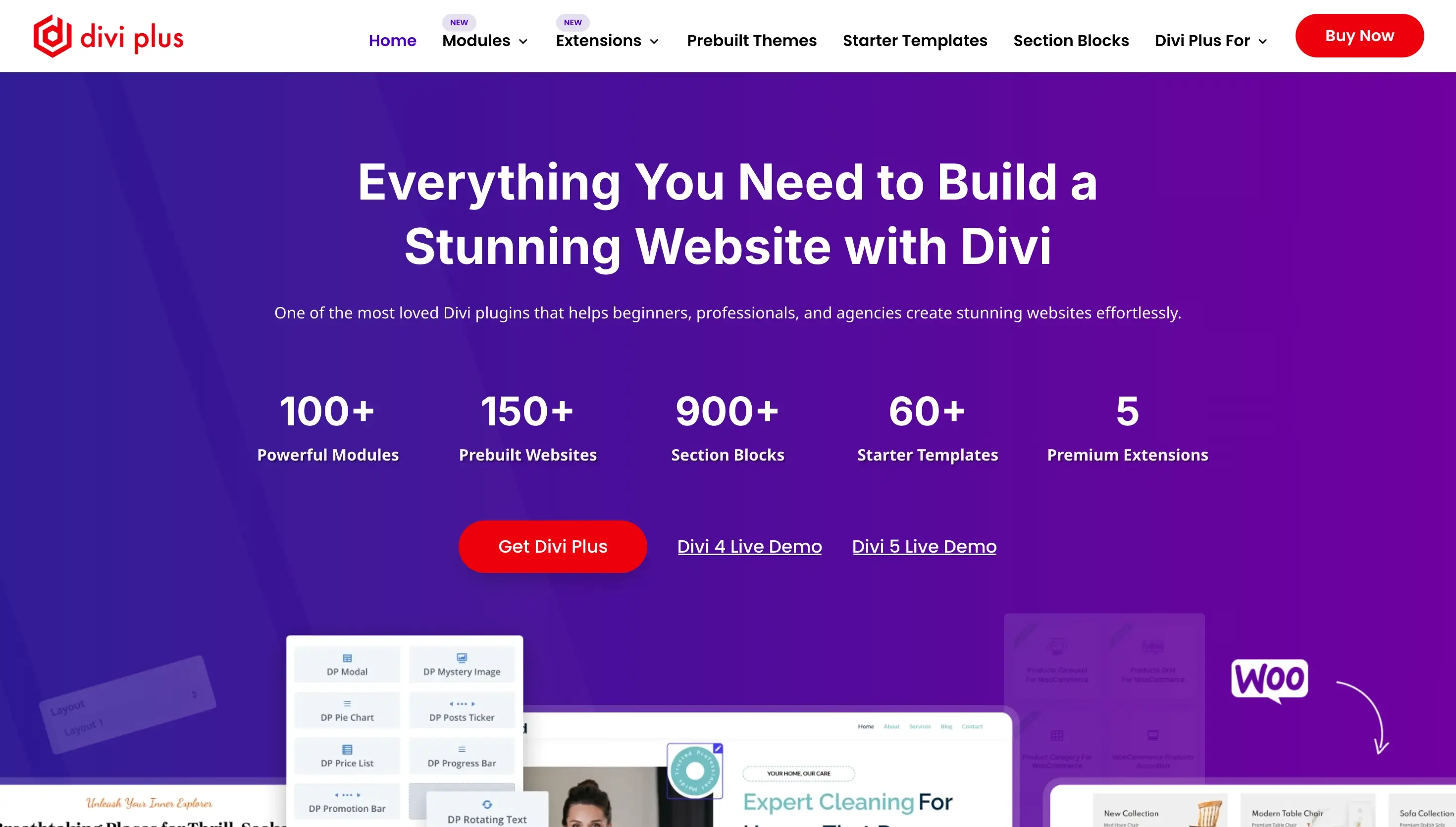 Divi Plus latest homepage.