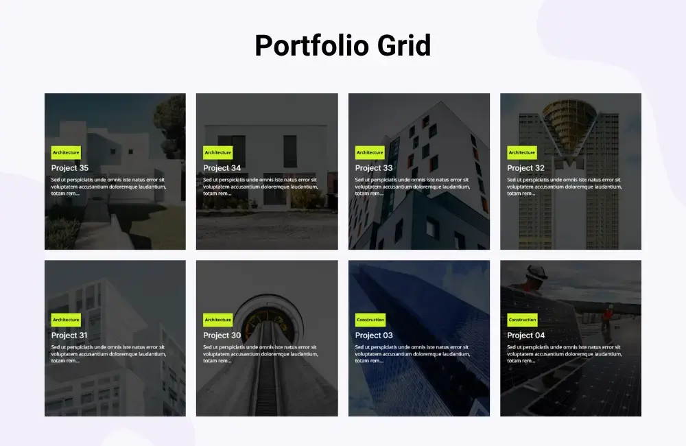 Divi portfolio grid layout image