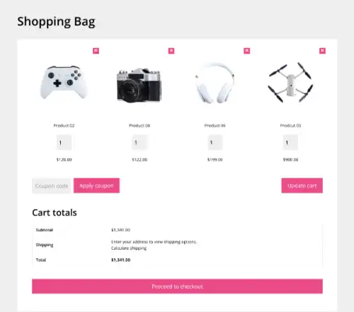 Divi WooCommerce cart page layout 4 with delivery and return details