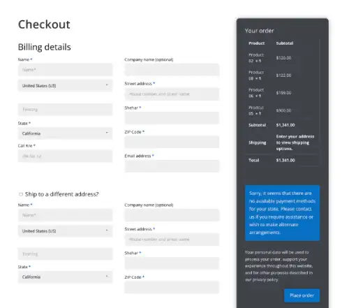 Divi WooCommerce checkout page layout 3 with sidebar