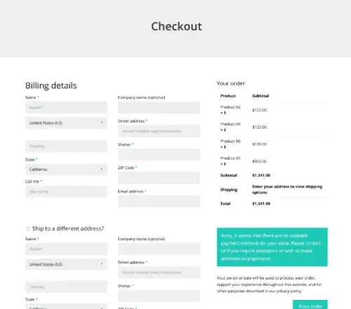 Divi WooCommerce checkout page layout 4 with minimal style