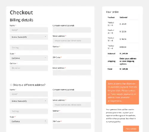 Divi WooCommerce checkout page layout 5 with box shadow