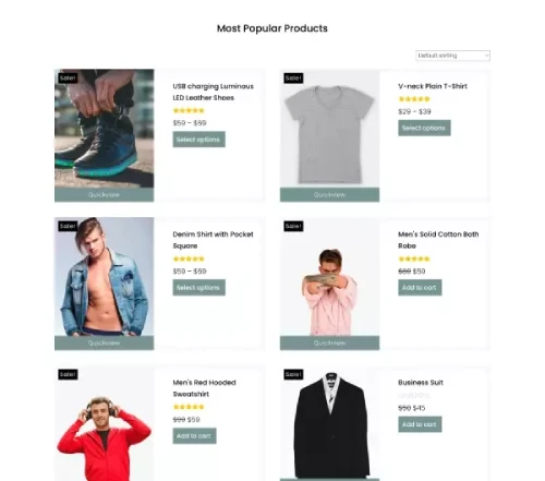 Divi WooCommerce shop page layout 3 with list grids