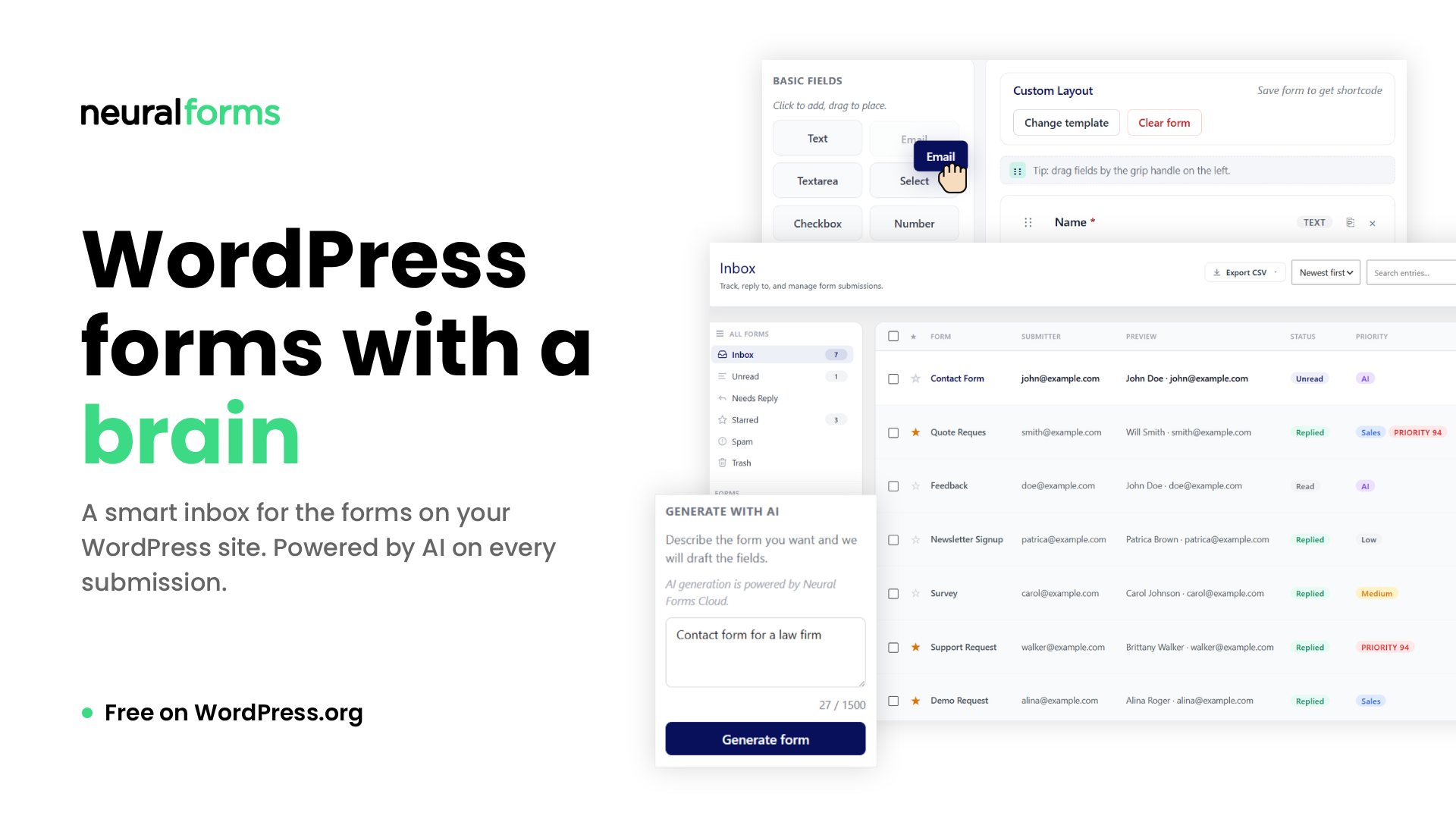 Neural Forms AI smart inbox for WordPress forms