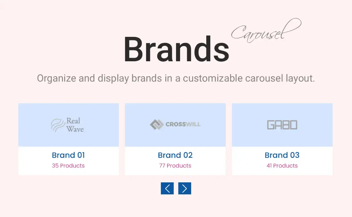 Demonstration of WooCommerce brands carousel module for Divi theme
