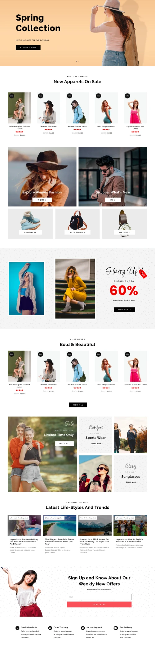 Divi clothing store homepage