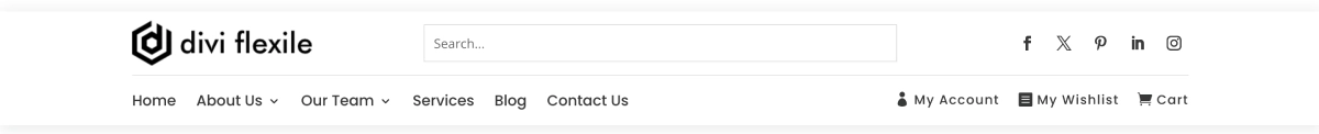 Divi header with search box