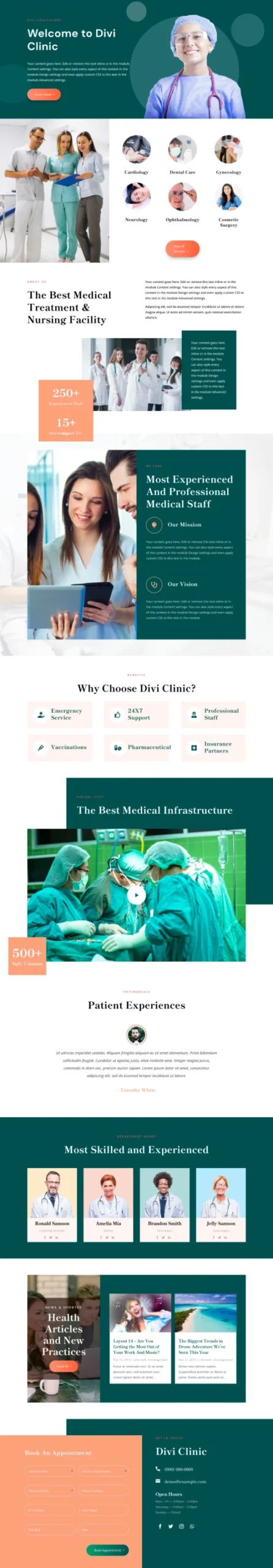 Divi healthcare homepage
