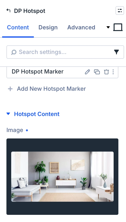 Divi hotspot content image