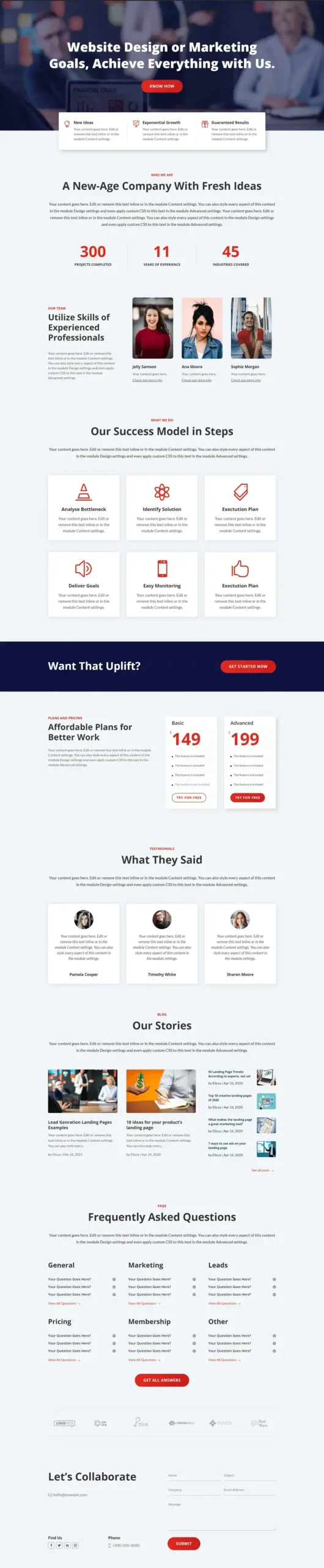 Divi landing page business consultancy