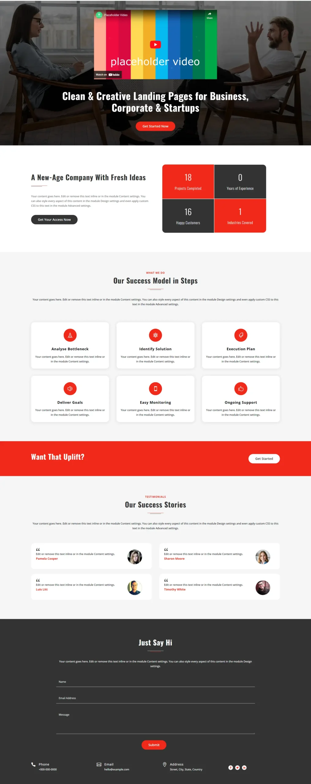 Divi landing page corporate