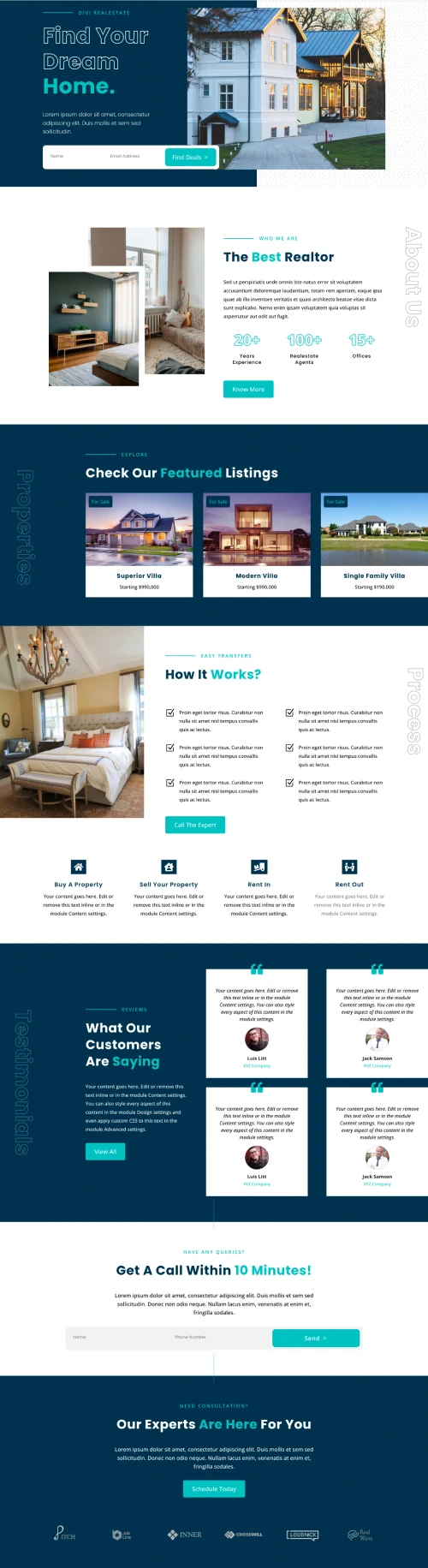 Divi realestate homepage