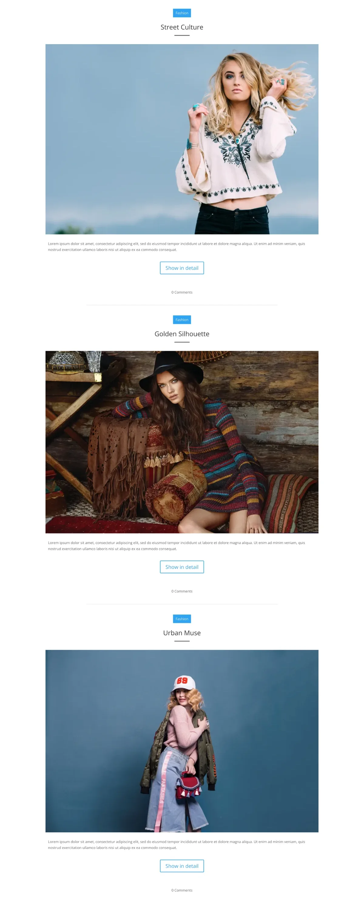 Fashion designer portfolio using Divi Blog Extras