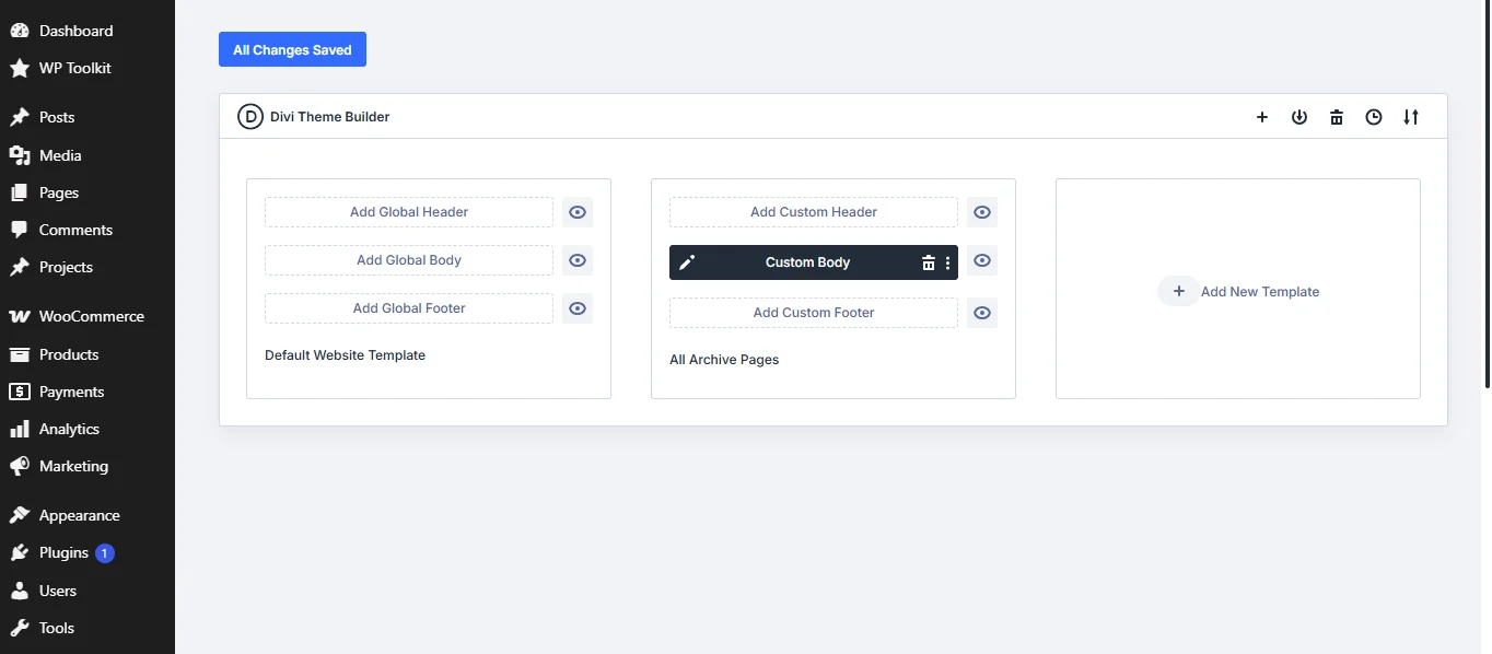 Divi 5 Theme Builder at a glance.