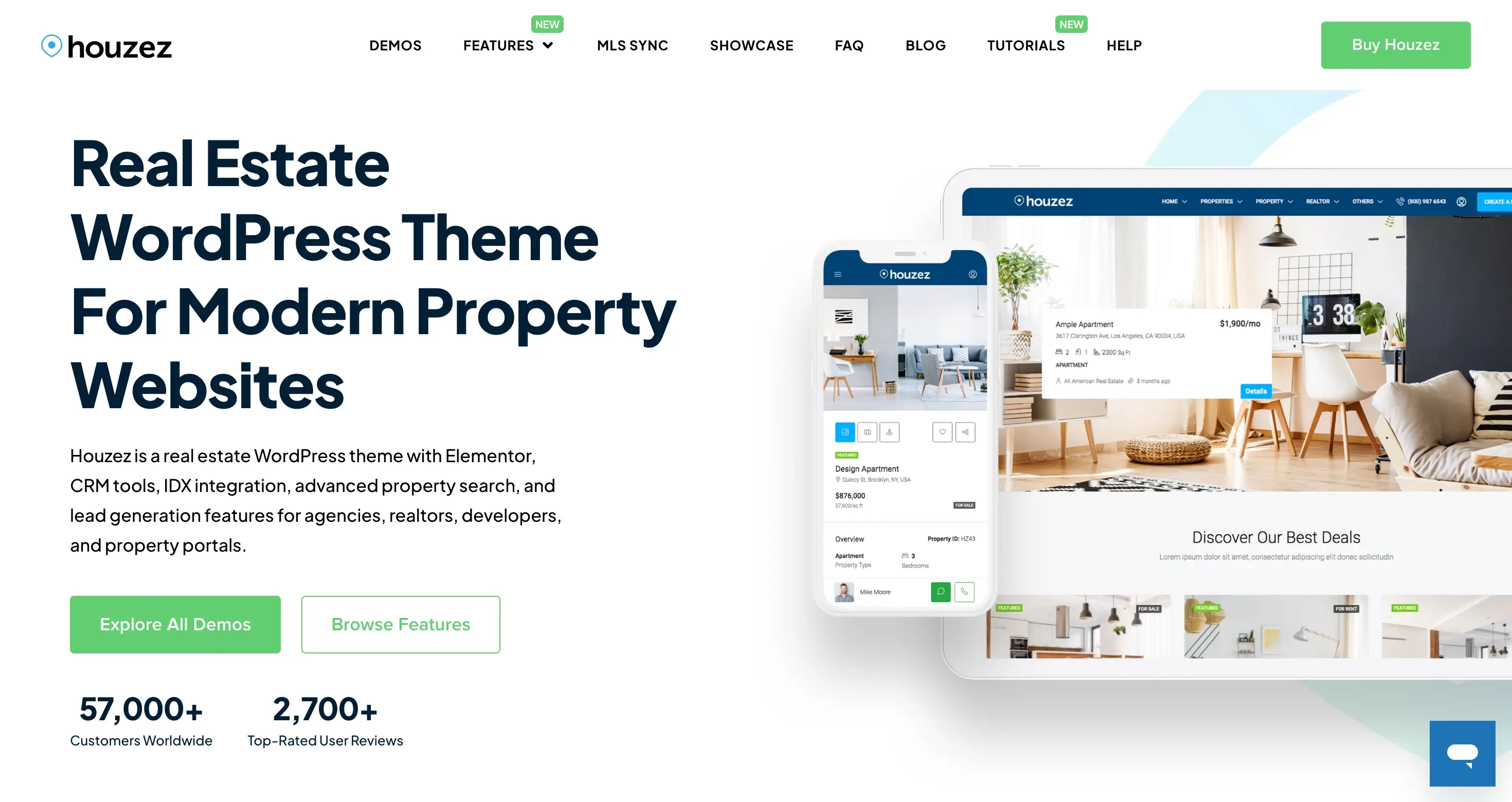 Houzez WordPress Real Estate Theme homepage.
