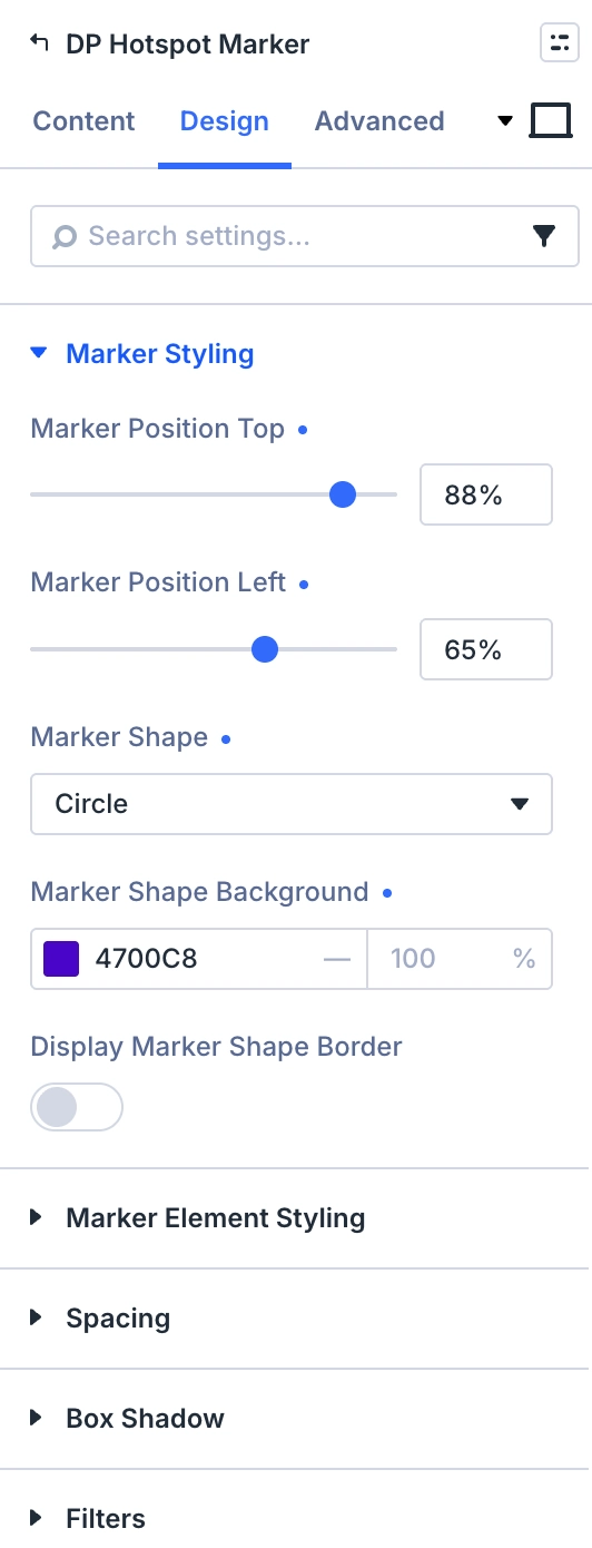 Individual hotspot marker settings