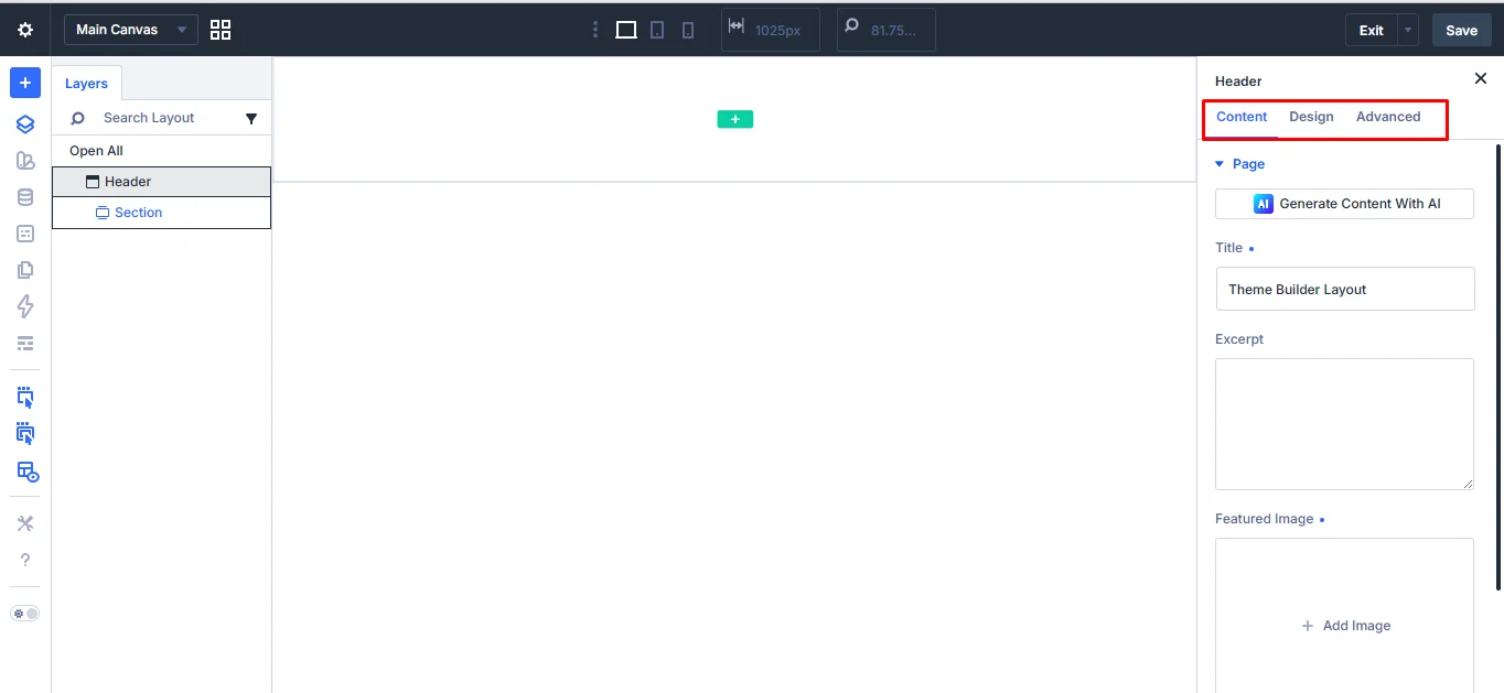 Divi 5 Main Canvas with Right Sidebar.