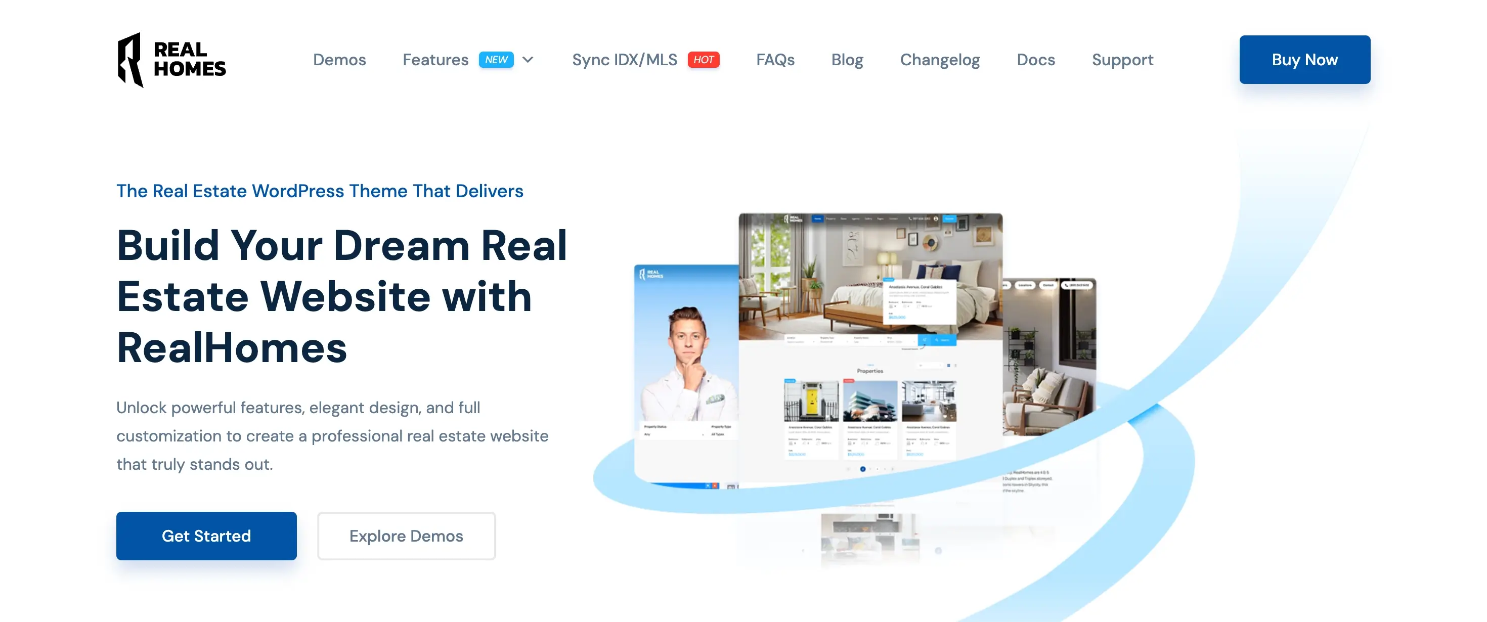 Real Homes WordPress Theme homepage.