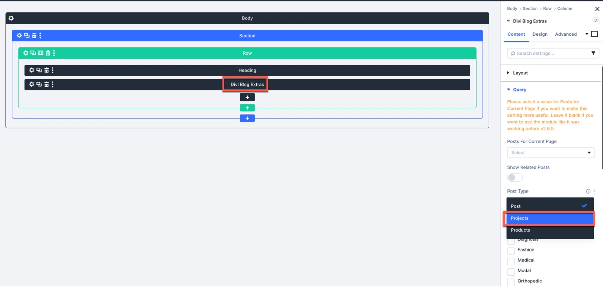 Select post type