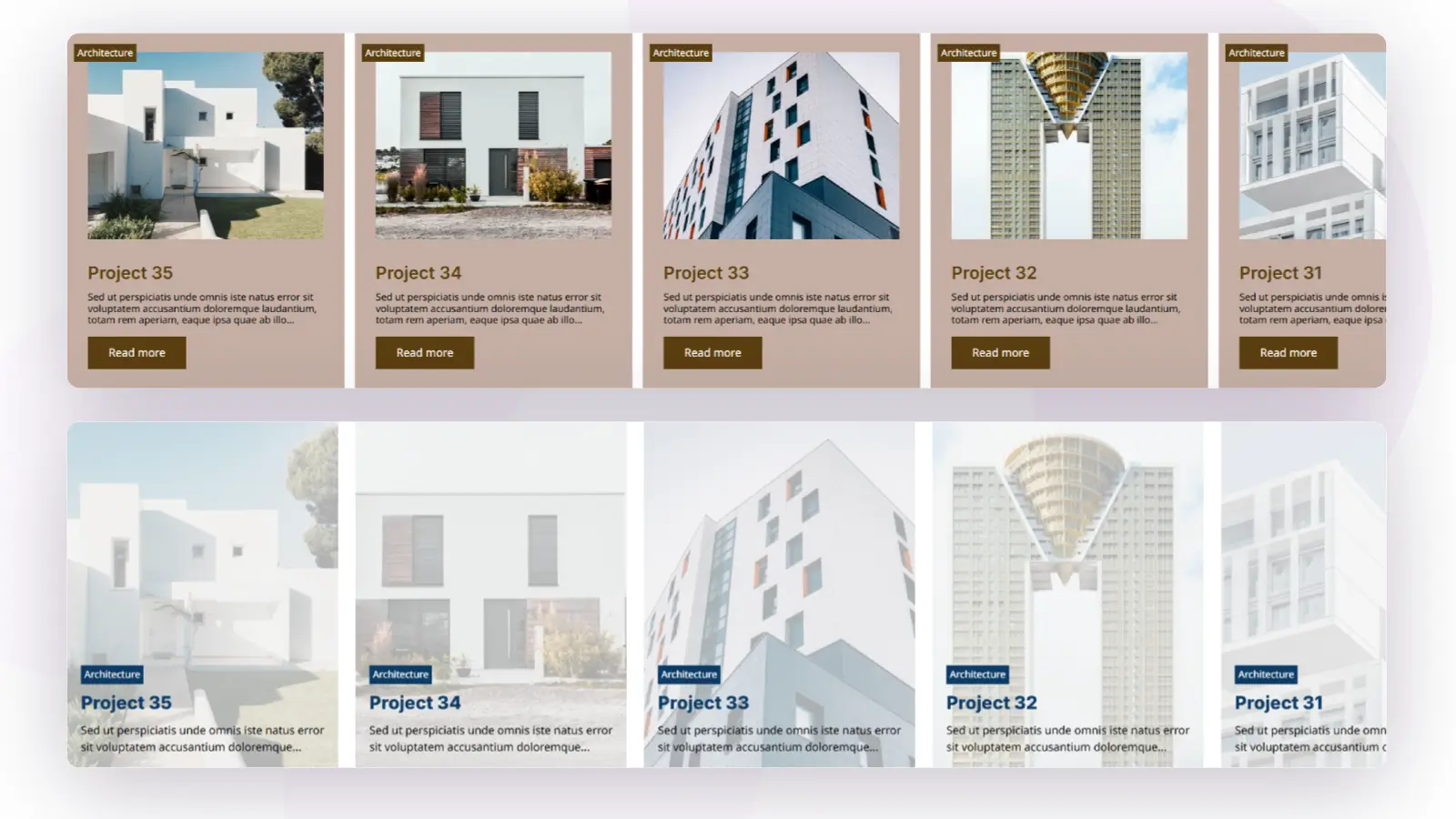 Divi horizontal scrolling portfolio moving projects sideways on scroll