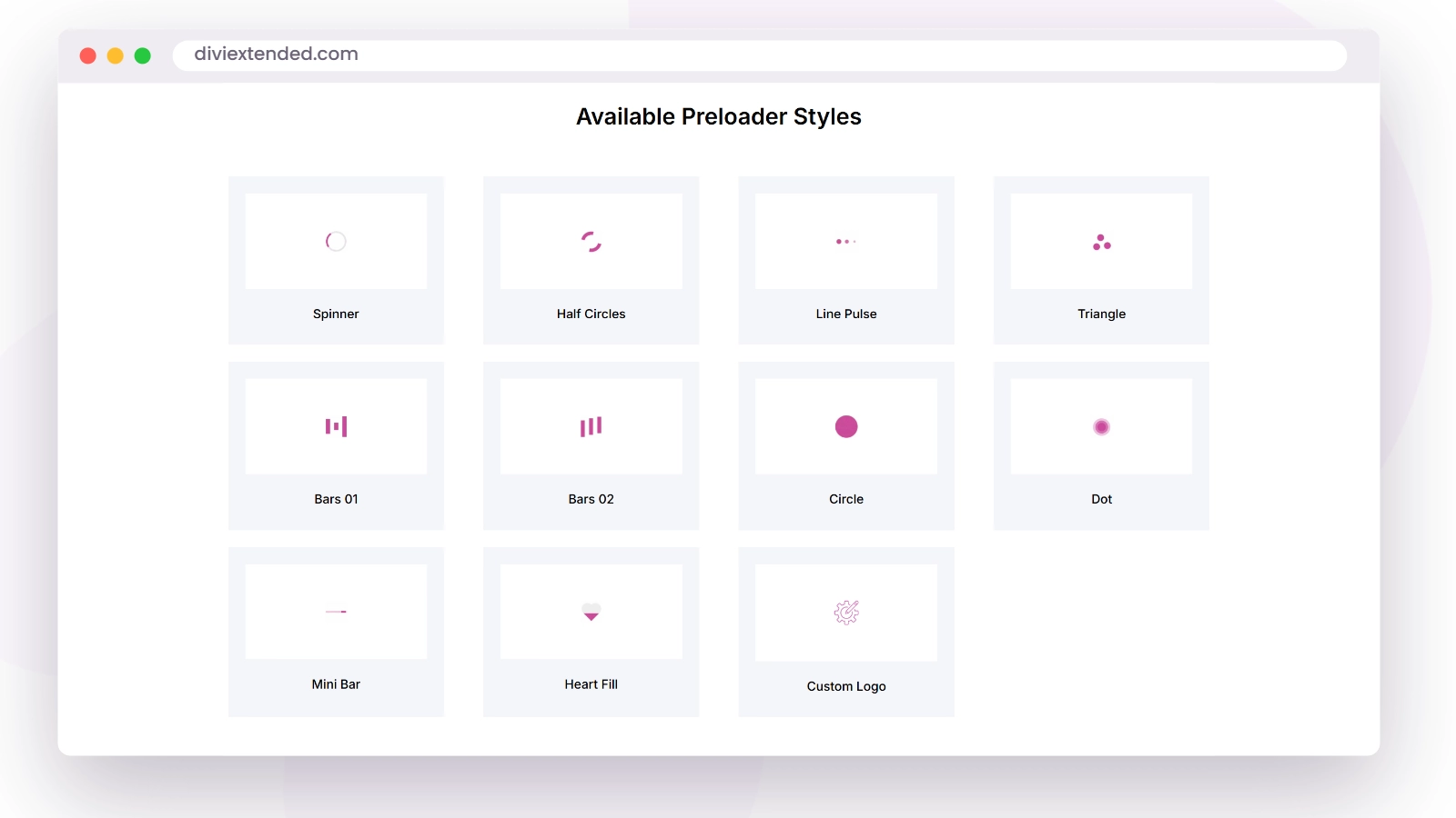 Divi Plus page preloader showing a loading animation before a page appears