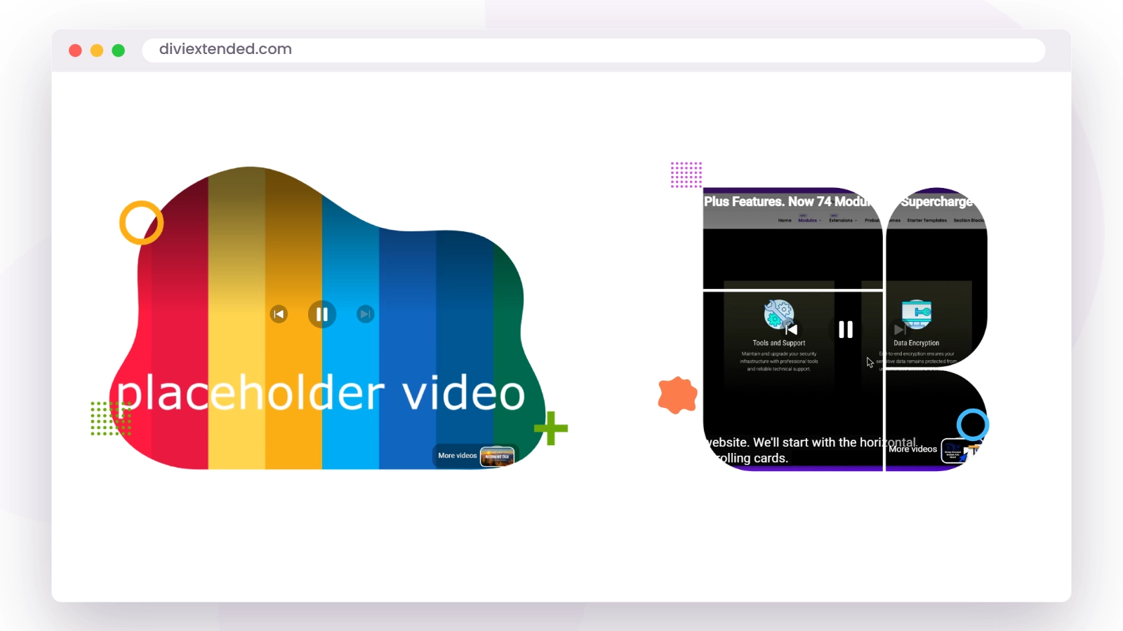 Divi video mask module playing video inside a shape