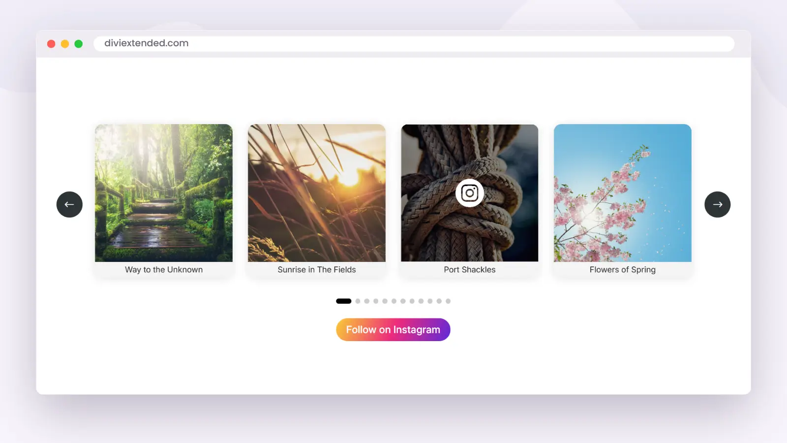 Instagram Feed Slider module displaying Instagram posts in a carousel