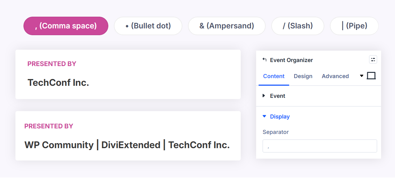 Event organizer module