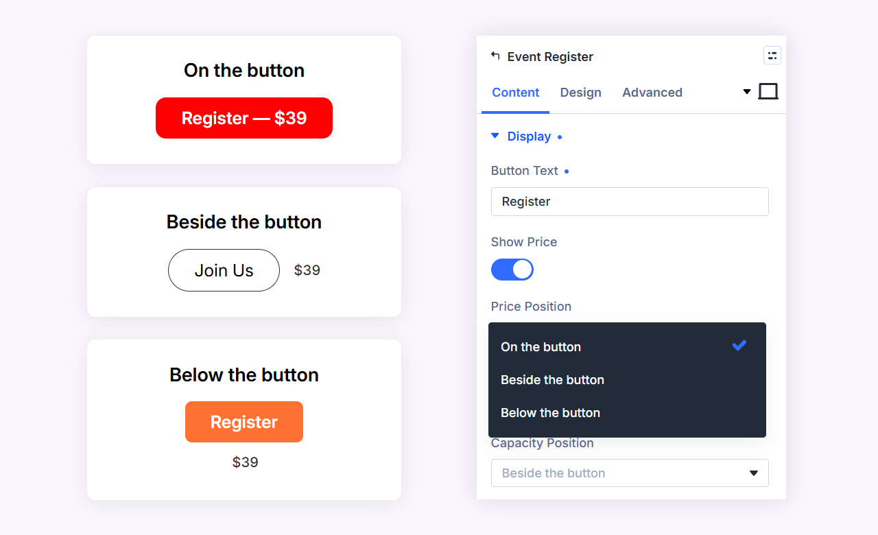 Event register module settings