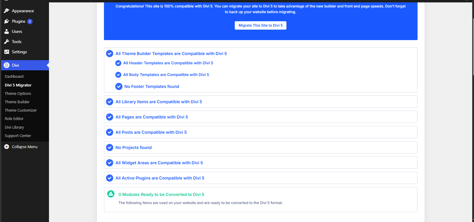 Image showing the compatibility of your theme builder, library, projects, posts, etc.