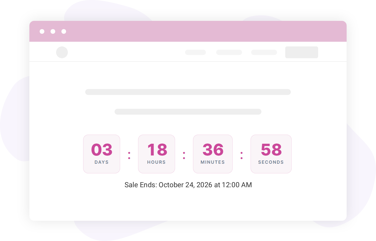 Countdown Timer module with boxed days, hours, minutes and seconds and the sale end date below