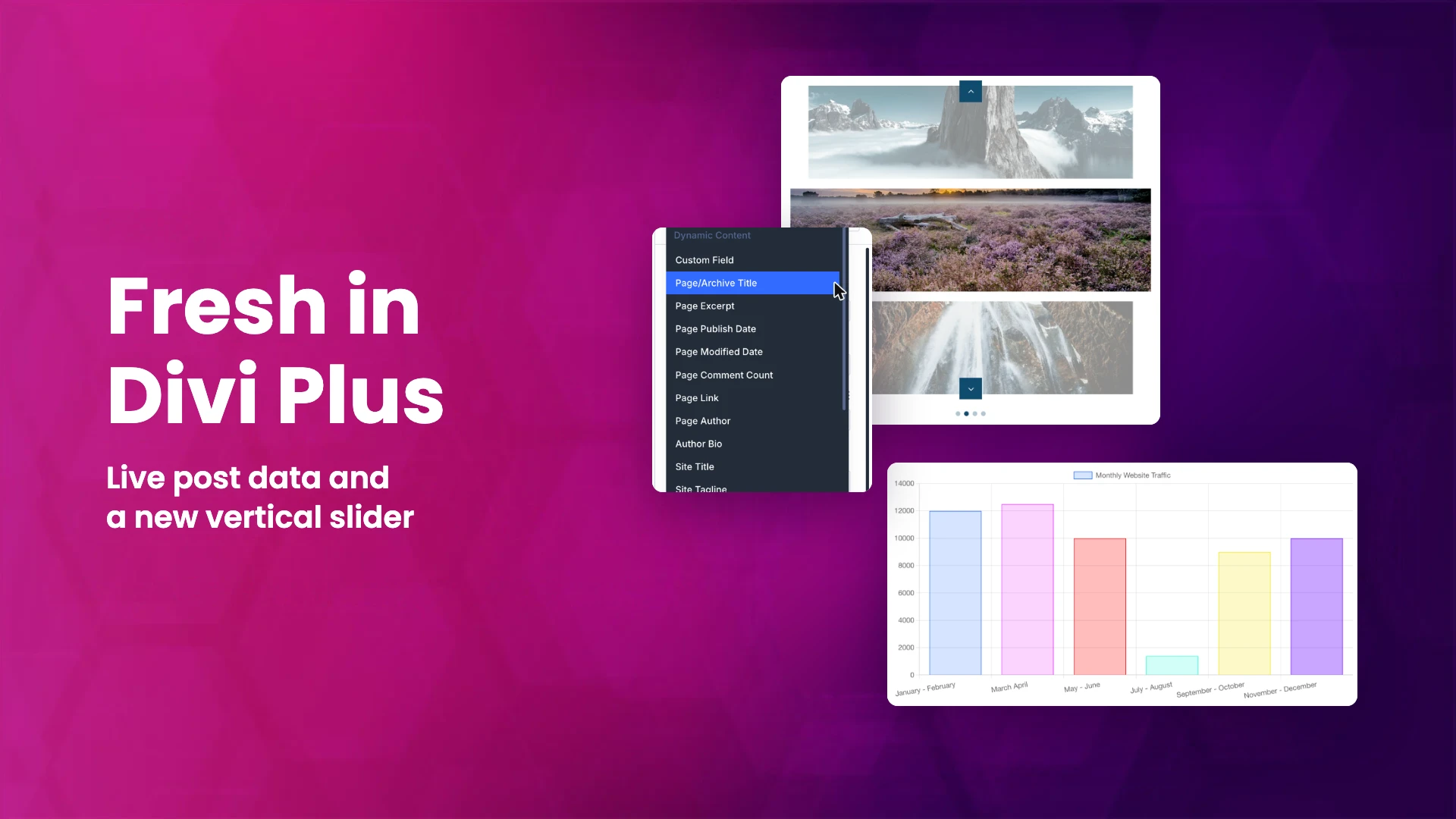 What’s New in Divi Plus 2.3 to 2.5: Dynamic Content and a Vertical Image Slider