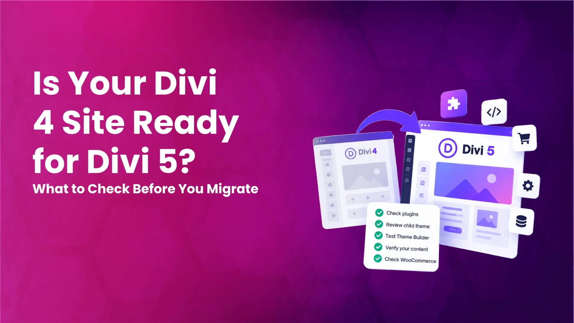 Featured image for the post on Divi 4 to Divi 5 migration checklist.